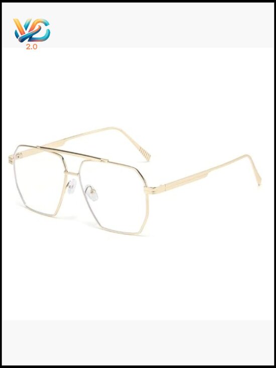 Retro Oversized Square Sunglasses Vintage Pilot Classic Metal UV Protection main image 5